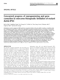 Concurrent Progress of Reprogramming and Gene Correction to Overcome Therapeutic Limitation of Mutant ALK2-Ipsc
