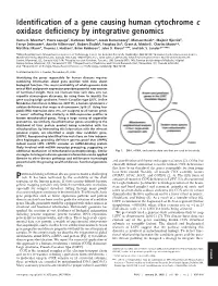 Identification of a Gene Causing Human Cytochrome C Oxidase Deficiency by Integrative Genomics