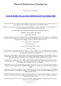 Minecraft Bedrock Server Hosting Free