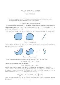 POLARS and DUAL CONES 1. Convex Sets