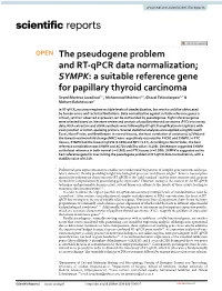The Pseudogene Problem and RT-Qpcr Data Normalization; SYMPK