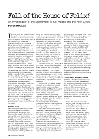 Fall of the House of Felix? an Investigation Ofthe Mediumship Ofkai Mügge and the Felix Circle