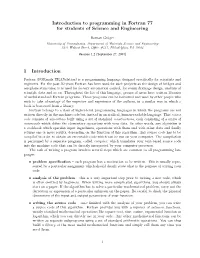 Introduction to Programming in Fortran 77 for Students of Science and Engineering