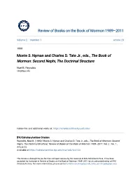 Monte S. Nyman and Charles D. Tate Jr., Eds., the Book of Mormon: Second Nephi, the Doctrinal Structure