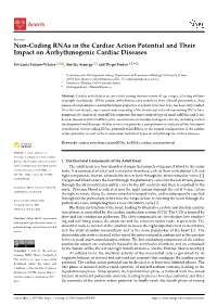 Non-Coding Rnas in the Cardiac Action Potential and Their Impact on Arrhythmogenic Cardiac Diseases