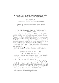 A Generalization of the Farkas and Kra Partition Theorem for Modulus 7
