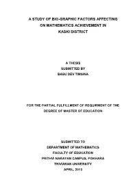 A Study of Bio-Graphic Factors Affecting on Mathematics Achievement In