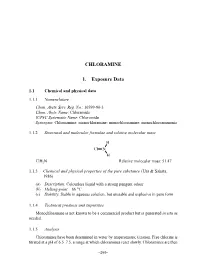 CHLORAMINE 1. Exposure Data