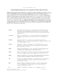 Cobalt Publications Rejected As Not Acceptable for Plants and Invertebrates
