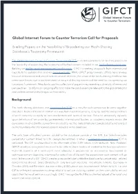 Global Internet Forum to Counter Terrorism Call for Proposals