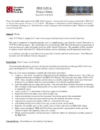 IBM 1620 Jr. Project Status Report #4 (4/30/2018)