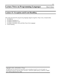 Lecture Notes on Programming Languages Elvis C