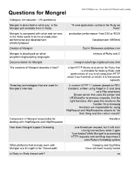 Questions for Mongrel