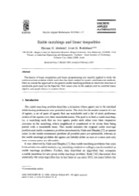 Stable Matchings and Linear Inequalities