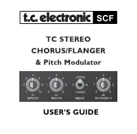 TC STEREO CHORUS/FLANGER & Pitch Modulator USER's GUIDE