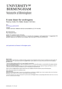 University of Birmingham a New Dawn for Androgens