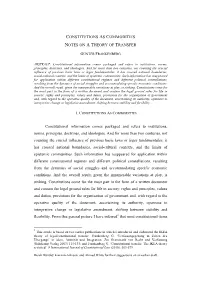 Constitutions As Commodities Notes on a Theory of Transfer