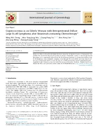 Cryptococcemia in an Elderly Woman with Retroperitoneal Diffuse Large B-Cell Lymphoma After Rituximab-Containing Chemotherapy*