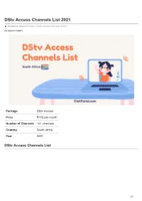 Dstv Access Channels List 2021