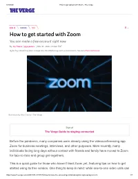 How to Get Started with Zoom - the Verge