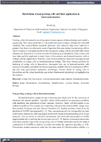 Metabolism of Non-Growing Cells and Their Application in Biotransformation