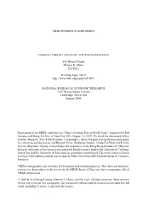 Nber Working Paper Series China's Current Account