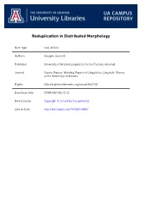 Reduplication in Distributed Morphology