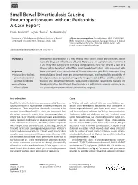 Small Bowel Diverticulosis Causing Pneumoperitoneum Without Peritonitis: a Case Report