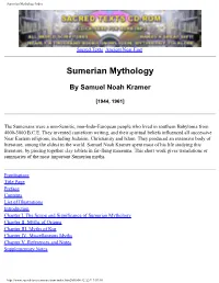 Sumerian Mythology Index