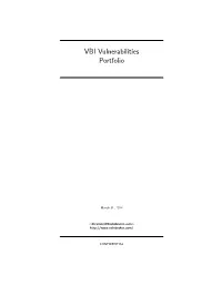 VBI Vulnerabilities Portfolio