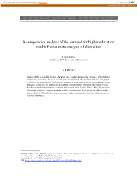 A Comparative Analysis of the Demand for Higher Education: Results from a Meta-Analysis of Elasticities