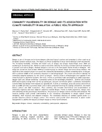 Community Vulnerability on Dengue and Its Association with Climate Variability in Malaysia: a Public Health Approach