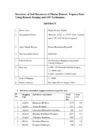 Inventory of Soil Resources of Dhalai District, Tripura State Using Remote Sensing and GIS Techniques