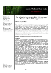 Phytochemical Screening and GC-MS Analysis of Cyperus Dubius, Rottb