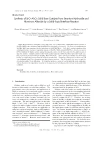 Synthesis of Sro–Al2o3 Solid Base Catalysts from Strontium Hydroxide and Aluminum Alkoxide by a Solid-Liquid Interface Reaction