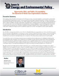 The Question of Shale Gas Exploitation in Québec Executive Summary