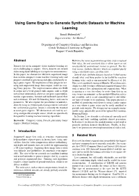 Using Game Engine to Generate Synthetic Datasets for Machine Learning