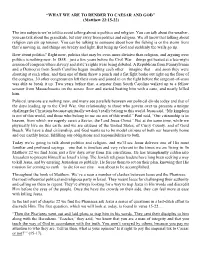 “WHAT WE ARE to RENDER to CAESAR and GOD” (Matthew 22:15-22)