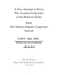 A New Attempt to Prove the Jacobian Conjecture of Ott-Heinrich Keller