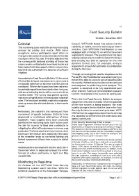 Food Security Bulletin Editorial Monitoring in Real-Time