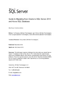 Guide to Migrating from Oracle to SQL Server 2014 and Azure SQL Database
