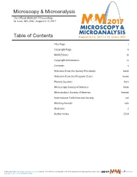 Microscopy & Microanalysis Table of Contents