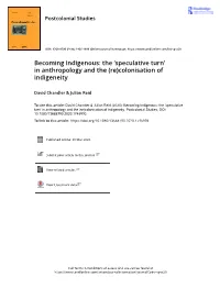 'Speculative Turn' in Anthropology and the (Re)Colonisation of Indigeneity