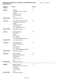 Organisations Approved in Accordance with BCAR Section A, Sub Section A8