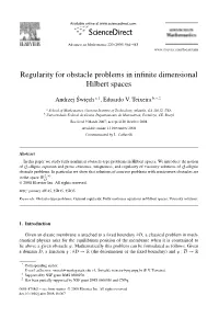 Regularity for Obstacle Problems in Infinite Dimensional Hilbert