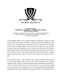 “Steve Wynn Has Done More for Nevada Than Any Business Leader in History