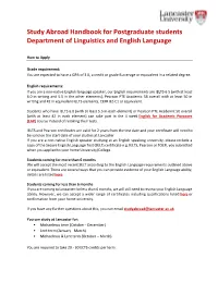 Study Abroad Handbook for Postgraduate Students Department of Linguistics and English Language