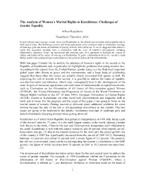 The Analysis of Women's Marital Rights in Kazakhstan