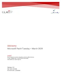 Advisory Microsoft Patch Tuesday – March 2020