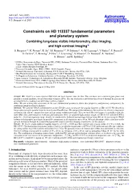 Constraints on HD 113337 Fundamental Parameters and Planetary System Combining Long-Base Visible Interferometry, Disc Imaging, and High-Contrast Imaging? S